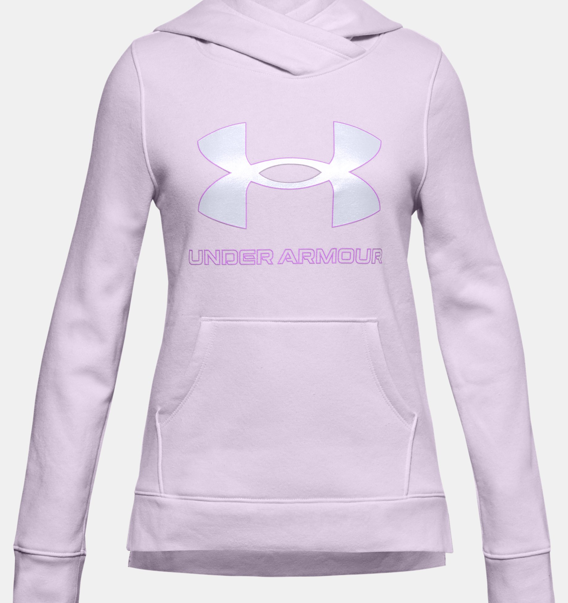Girls' UA Rival Fleece Logo Hoodie, Purple, pdpZoomDesktop image number 0